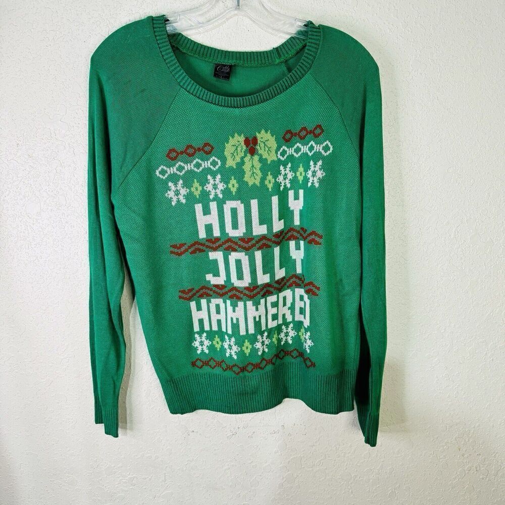 Gold Rush Ugly‎ Christmas Sweater - Holly Jolly Hammered - Green Size L